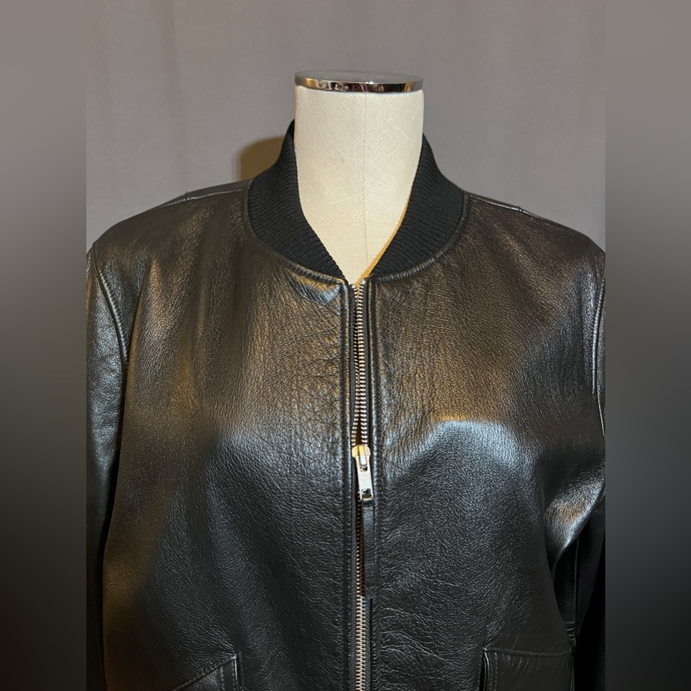 VINCE Men’s Leather Bomber Jacket In Black - Picture 3 of 16
